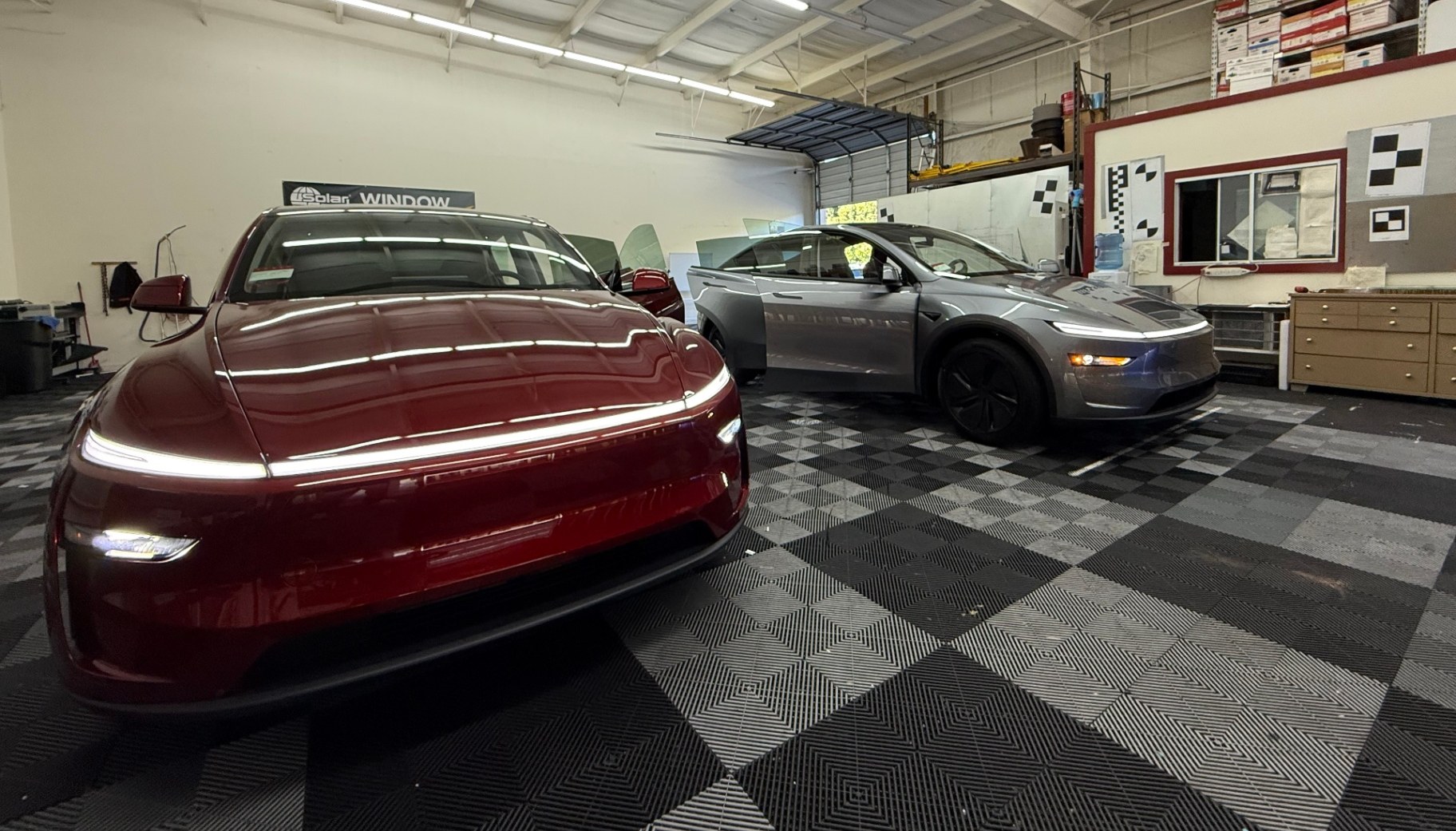 Tesla Model 3 and Model Y inside our Dublin, CA tint bay